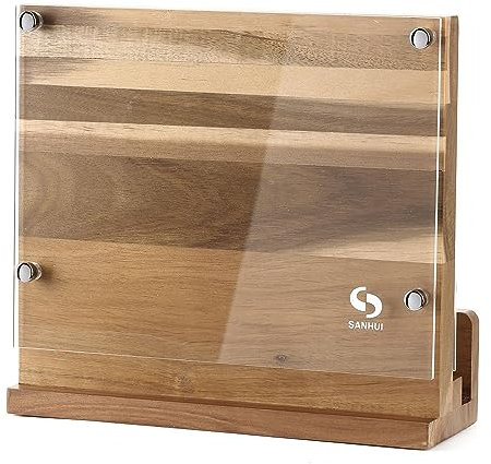 SANHUI Magnetic Knife Block Without Knives, 2-Sides Magnetic Knife Stand and Holder, Large Capacity Kitchen Storage Rack,Acacia Wood