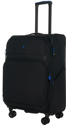 ABISTAB erweiterbar Weichschalenkoffer, Stoffkoffer M 68cm, 64/78 L | Leichter Reisekoffer | Koffer mittelgroß 68x43x26cm | 4 Rollen & TSA Schloss | Koffer Trolley wasserfest | Schwarz