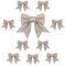 TOPWAYS 10PCS Christmas Bow Decorations, Champagne Gold Bows for Christmas Tree, Sequin Bow Ties, Xmas Decorative Bows Ornaments for Home Christmas Party 6.7in (Champagne Gold)