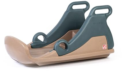 Step2 Snow Runner, Kids Ride On Toy & Outdoor Snow Sled & Toboggan, Fits 2 Riders, Made of Durable Plastic, Max Weight 120 lbs., for Toddlers 3-6 Years Old, Tan & Green
