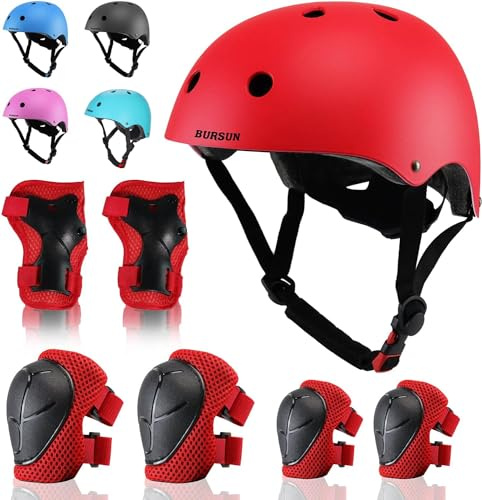 Kids Helmet and Pads Set for 2-15 Years Old Boys Girls, Adjustable Toddler Helmet with Knee Elbow Pads Wrist Guards Set for Cycling Skateboard Scooter BMX Roller Skating