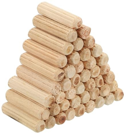 PATIKIL 1/4 x 1(6 x 25mm) Wood Dowel Pins, 120 Pack Fluted Wooden Dowel Pin Straight Groove Rods for Furniture Door Art Crafts Projects