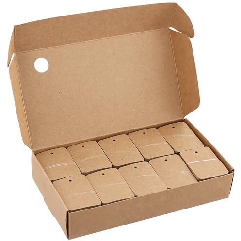 1000PCS Mini Etiquetas de Precio de Papel Kraft/Blanco, Etiqueta de Marcado/Vacío, Etiquetas de Ropa de 3.5cmx5cm, Etiquetas Regalo Perforadas para Ropa Zapatos Sombrero Joyeria (Marrón, Vacío)