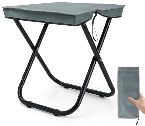 Outplea Taburete de camping plegable ligero y portátil de 16 pulgadas con bolsa de almacenamiento para adultos, taburete plegable con capacidad de carga de 350 libras para viajes