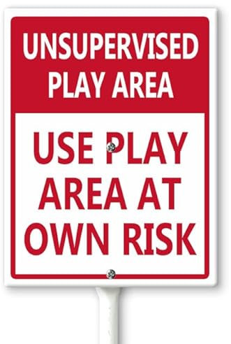 Horienteeon Cartello da cortile con paletti, 11,5 x 15 cm, in alluminio robusto, antiruggine, area giochi senza sorveglianza, segnale di avvertimento per giardino