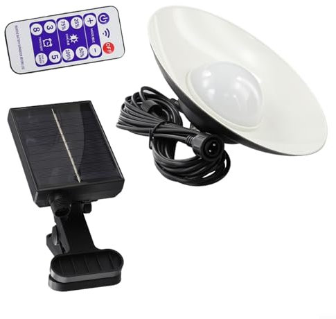 Lampada per ombrellone da esterni, pannello solare con telecomando, oscuramento del colore, luce esterna per ombrelloni da patio (braccio)