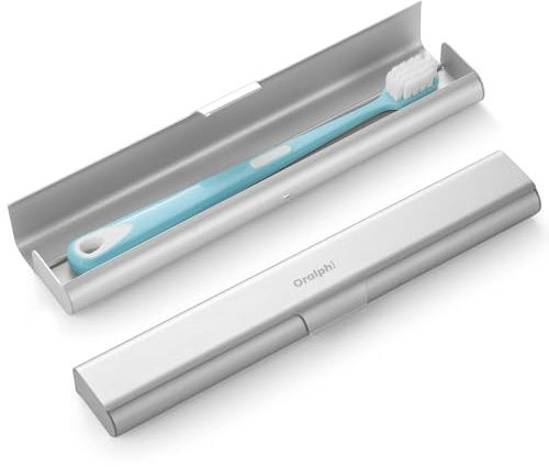 Oralphi Aluminum Toothbrush Travel Case, Portable Travel Toothbrush Holder, Durable Manual Toothbrush Box Container for Traveling, Bathroom, Camping, Business Trip-1Pack Silver