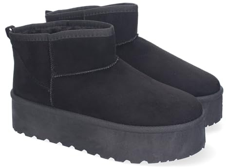 shoes&blues.es Botin Plano para Mujer con Plataforma, Estilo Australiano, Forrado de Pelo, de Punta Redonda