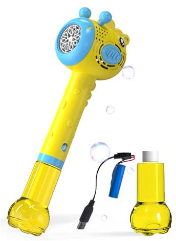PHNIXGAM Kids Bubble Machine with Rechargeable Battery, Children's Hand-held Bubble Machine Wand, Portable Birthday Festivals Toy Gifts, for Toddlers Ages 3 + Boys Girls