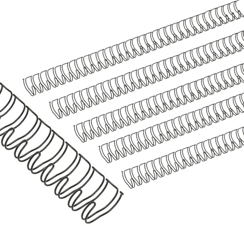 PATIKIL 13mm (1/2) Double Loop Wire Binding Combs, 20 Pcs Metal Twin Loop Binding Coils 100 Sheet Capacity 3:1 Pitch 32 Ring Binding Spines, Black