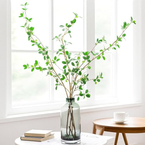 HJJMN 4 pièces Ficus Feuillage Artificiel - 110cm Pliable Branche Artificielle, Branche Decorative Bois, Branches Plante Artificielles pour Arrangement Floral Vase, Jardin, Bureau, Maison Décor
