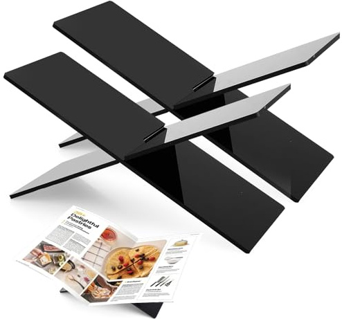 AKOLAFE 2 Pack Acrylic Book Stand Large X Shaped Open Book Stands for Display Black Books Holder Cook Books, Recipes, Magazines, 28 x 11 x 15.5cm