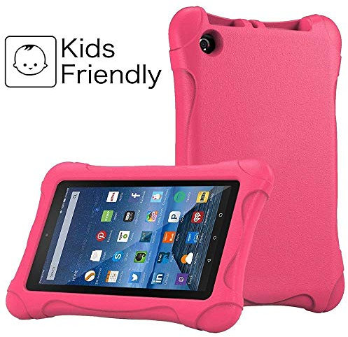 FINDING CASE Fits All-New Amazon Fire 7 Tablet | 7 display (9th & 7th & 5th Generation, 2019 & 2017 & 2015 Release) - Light Weight Shock Proof Protective Soft Silicone Kids Friendly Back Cover pink