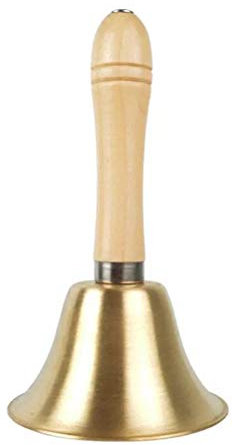 MeiLiu Cloche à Main, Cloche dappel en Laiton, Cloche à Anneau Antique avec poignée en Bois pour Mariage Bar Festival dîner Alarme école hôtel Service décoration de la Maison Enfants Jouet