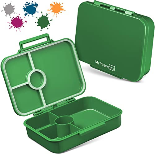 My Vesperbox – Bia - Bento Box Kinder - NEU - VERSTÄRKTE VERSCHLÜSSE - Auslaufsicher & BPA Frei - extrem robust - Lunchbox – Brotdose - ideal für Kindergarten und Schule… (Grün)