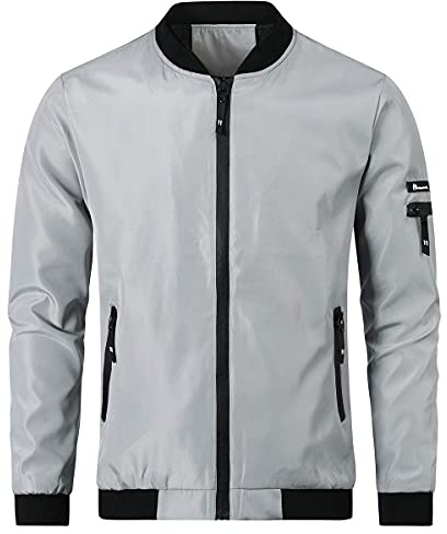 YOUTHUP Chaqueta de entretiempo para hombre, ligera, para verano, tiempo libre, bombero, chaqueta deportiva al aire libre, Gris-1801, M