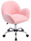 Warmiehomy Fluffy Chair Comfortable Pink Velvet Office Chair with Wheels for Bedroom, Dressing Room