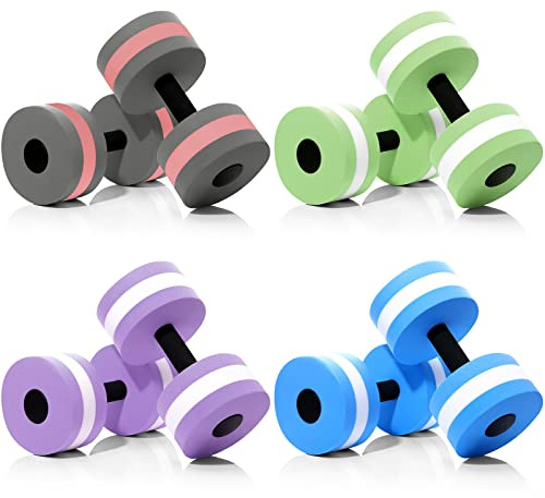 Shappy 8 Pcs Aquatic Exercise Dumbbells Water Weight for Pool Macaron Color Aerobics Equipment EVA Foam Dumbbells Aquatic Exercise Equipment Hand Bar for Fitness Sports