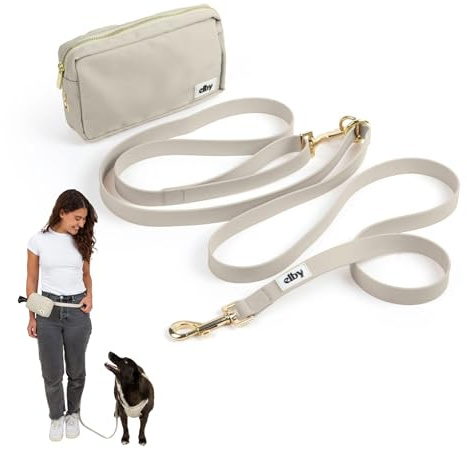 Hands Free Dog Leash with Treat Pouch – Waterproof Cross Body & Waist Leash for Dog Walking and Training with Poop Bag Holder - Cute Walking Accessories for Medium and Large