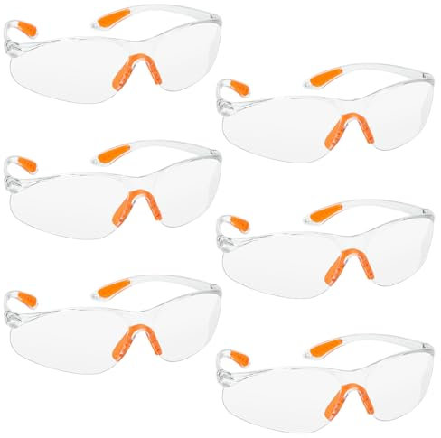 O-Kinee Set da 6 Occhiali Protettivi da Lavoro, Occhiali Antinfortunistica da lavoro, Occhiali Protezione Trasparenti Avvolgenti, Occhiali di Sicurezza Laboratorio Chimica, Occhiali Antipolvere