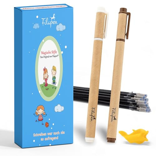Filapen® Magische Stifte inkl. 2 Schreibhilfen und 15 Ersatzminen I 2.0 I Tinte verschwindet nach 10 Minuten I Geeignet für die magischen Lernbücher