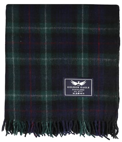 The Golden Eagle Scottish Tweed Wool Large Blanket Tartan Rug with Check Pattern for Warm Winter (Mackenzie)