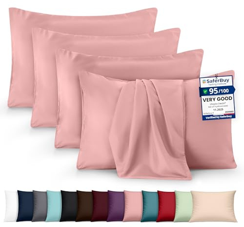 Utopia Bedding - 4 Pack Pillow Cases - OEKO-TEX - Standard Size 50x75 cm - 100% Brushed Microfiber Pillowcases with Envelope Closure, pillows not included - Wrinkle, Fade, & Stain Resistant - Pink