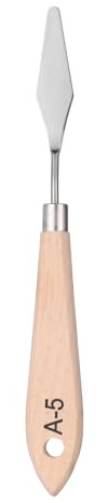 QUARKZMAN Coltelli a Paletta per Pittura 7,28 Lama in Acciaio Inox Spatola Coltello per Palette con Design Foro Manico in Legno di Faggio per Olio Acrilico Tavolozza Colori