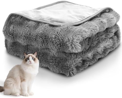 Nobleza Manta Impermeable Perro, Manta Suave de Felpa para Perros, Gatos, M 100 x 80 cm, Reversible, Lavable Mascotas de Fugas para Sofá y Cama, Gris