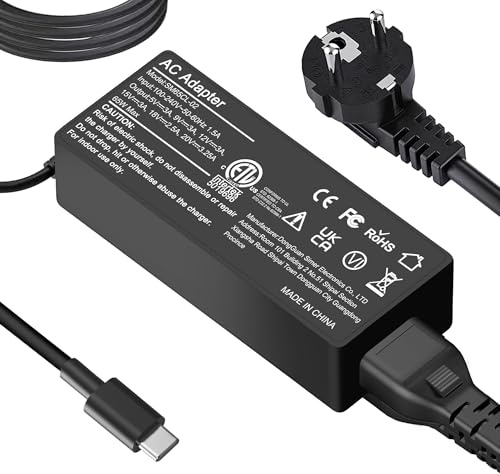 Chargeur Rapide USB C 65W Compatible avec Lenovo Thinkpad X1 Carbon,T14, T15, T480, T490, T580, T590, E480, E490,Chromebook C330, S330, 100e, 300e, 500e,Yoga 720,910,920 Portable Adaptateur