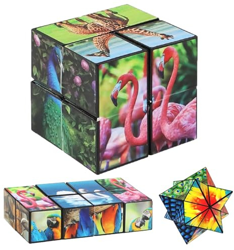 HORREX Cube Magique, Cube Magique Enfant 2 en 1, Casse Tete 3D Antistress Créatif, Infinity Cubes Animaux Adapté à L'entraînement Cérébral Cadeaux de Noël Tous âges Anti-Stress