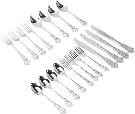 Fdit Passe au Lave-vaisselle Vintage, 4 Ensembles de Couverts en Acier Inoxydable, y Compris des Fourchettes, des Cuillères à Dîner, des Emporte-pièces, Répondant à une variété de (SILVER)