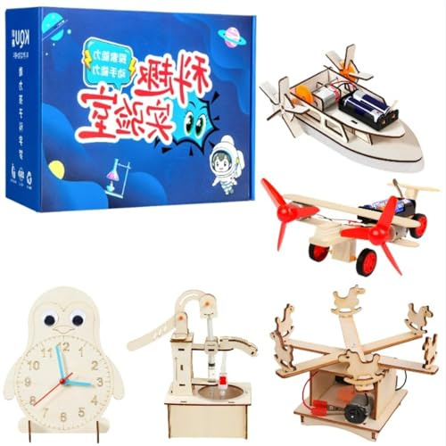 5 pezzi di esperimenti scientifici per bambini, puzzle in legno 3D adatto a bambini dagli 8 anni in su set scientifico STEM gioco di esperimenti di fisica in legno giocattolo educativo fai da te (1)
