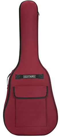 Gitarrväska – 40/41 tum 600D Oxford-tyg vattentät ryggsäck, med justerbar axelrem, mörkröd