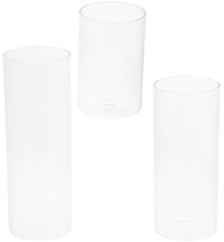 VILLCASE 3piezas Portavelas de Vidrio Cilíndrico Unidades Protección Antiviento para Velas Columna para Decoración Hogar o Eventos
