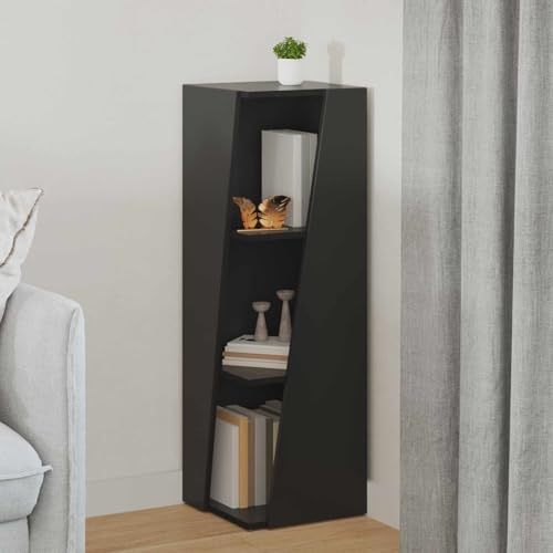 Zentexion sidohylla svart 33 x 32 x 100,5 cm trämaterial fristående för vardagsrum, sovrum, kontor dekorativ förvaringshylla med PVC-kuddar hållbar design