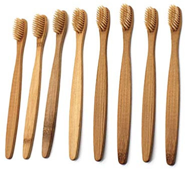 Brosse à dents en bambou 8pcs naturel en bois Brosse à dents avec soies douces