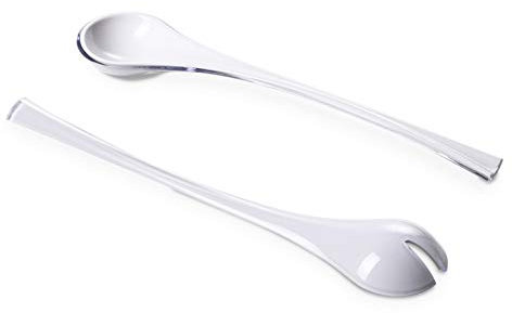 Omada Design Posate da Insalata Bicolore in plastica, Effetto Sfumato, Made in Italy, Lavabili in Lavastoviglie, Linea Trendy, Bianco/Bianco