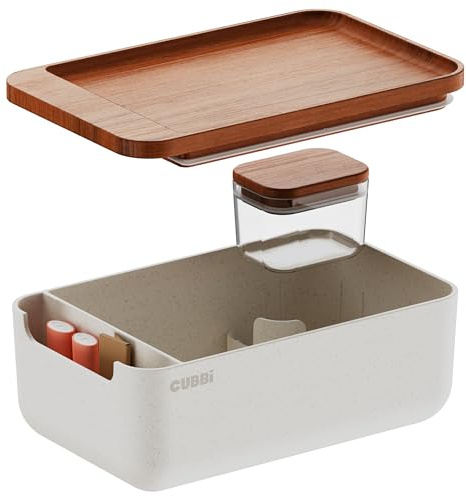 Cubbi - Airtight Box with Tray - Silicone Seals - 100% Air-Tight Storage Box with Accessories – White