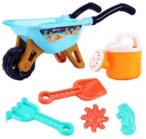 Carriola per Bambini Giardinaggio e Mare Beach Play Set con Pala Baby Play Carriola Attrezzo da Giardino Secchio Pala Sabbiera con Manico Sabbia Giocattoli per attività Allaperto con Accessori Regalo