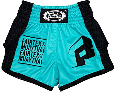 Fairtex Youth Muay Thai Boxing Shorts for Kids (Turquoise, 6-8yrs)