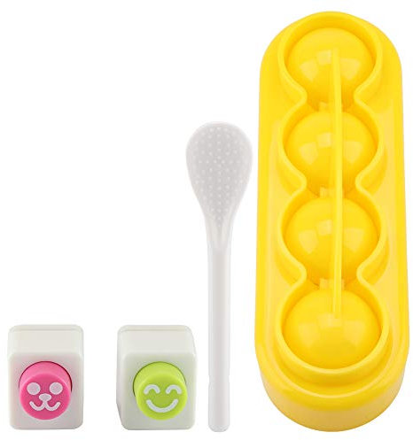 Stampi per Arancini di Riso, Stampo per Onigiri Riso per Sushi Accessori per Scatole per Bento con Stampi per Palline di Riso Gialle con Dispositivo di Goffratura Polpette Stampo