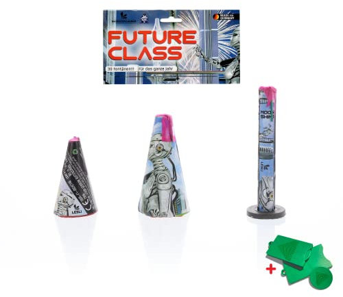 AKTIVHANDEL 30-teiliges Jugendfeuerwerk Set Future Class mit Vulkanen und Fontänen, Silvester Feuerwerk Outdoor Kat F1 inkl. Einkaufswagenchip