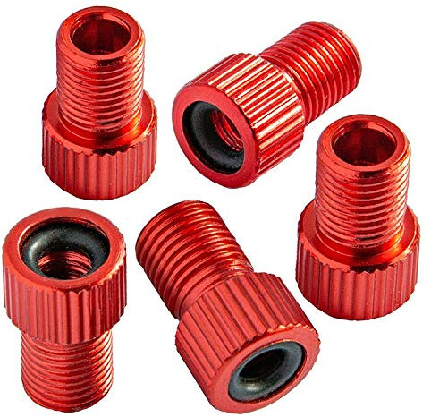 Fahrradventil-Adapter, Aluminiumlegierung, Fahrrad-Innenschlauchkappen, Abdeckung, Adapter, Fahrrad, zum Aufpumpen von Reifen, Rot, 5 Stück