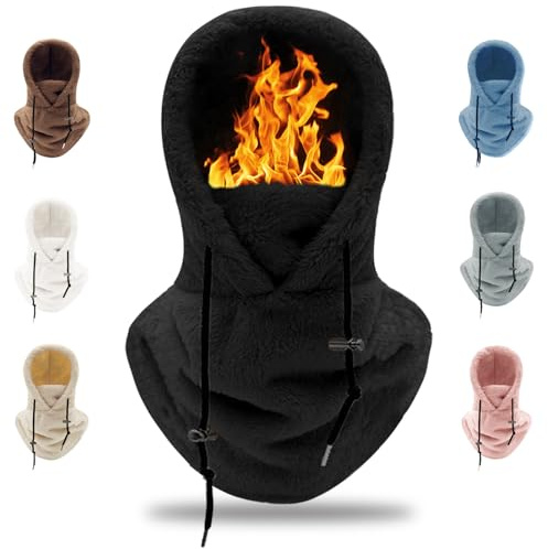 crazy bean Gorra Termico Invierno Pasamontañas Forro Polar Prueba de Vient Caliente Capucha Bufanda para Esquí Ciclismo(Negro)