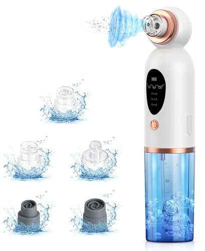 Aspiratore Punti Neri Professionale, Lrbsule Aspiratore Punti Neri Rimozione dei Grassi 6 Testine per Estrattore 3 Modalità di Aspirazione, Ricarica USB Blackhead Removal