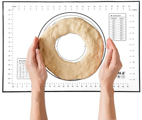 GWHOLE Non Stick Silicone Baking Mat with Measurement 40 x 60cm Large Dough Rolling Kneading Mat Non Slip Pastry Mat, Placemat, Countertop Protector for Pie/Bread/Pizza/Fondant (Black)