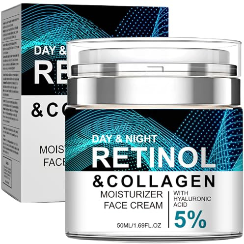 AuraAnge Retinol Cream - Collagen Face Cream with Hyaluronic Acid, Suitable for Aging, Wrinkles, and Fine Lines - Lifting & Firming, 24-Hour Facial Maintenance, Suitable for Most Skin Types - 50ml