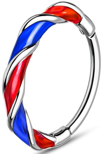 Melighting Piercing de nariz con bisagras, acero inoxidable 316L, esmaltado, 20 g, joyería para piercing nasal