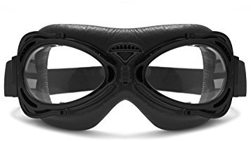 BERTONI Motorradbrille Fliegerbrille Compact Design Größe für Schmale Normale und Große Gesichter - Motorradbrille für Motorradhelm (Matt Schwarz)